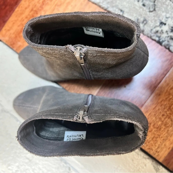 Chinese Laundry Grey Suede Wedge Booties, Size 7.5 - Picture 6 of 7